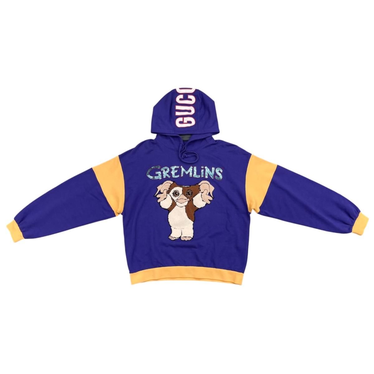 Gucci Hoodie Gremlin Gizmo Sweatshirt Cotton Sequin Logo Purple Yellow M
