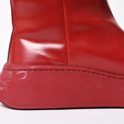 Prada Boots Red Wine Triangle Embossed Logo — view 8