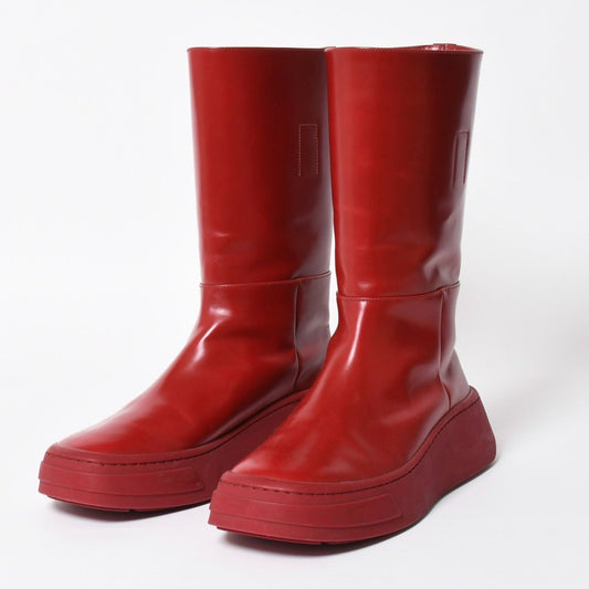 Prada Boots Red Wine Triangle Embossed Logo