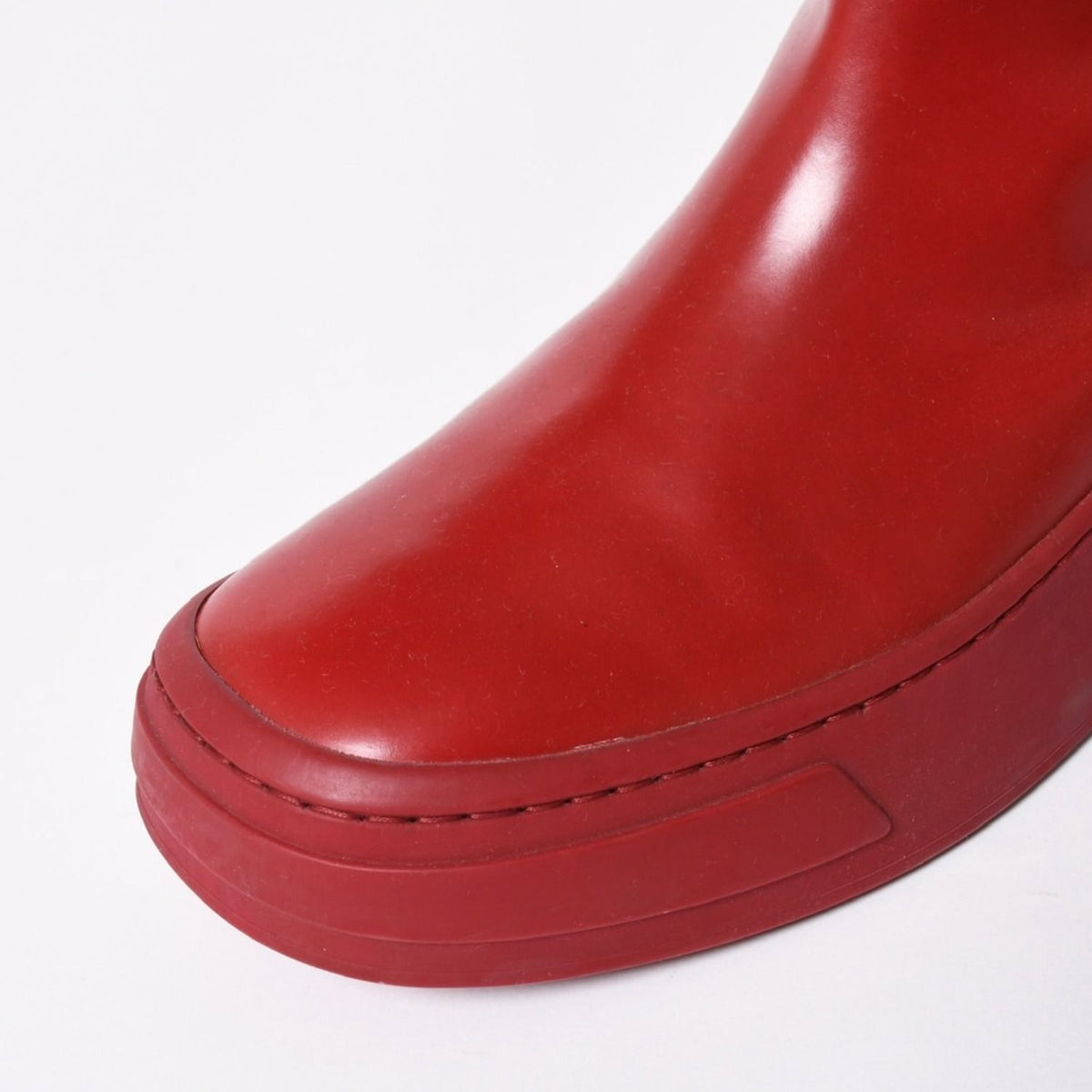 Prada Boots Red Wine Triangle Embossed Logo — view 5