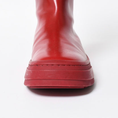 Prada Boots Red Wine Triangle Embossed Logo — view 4