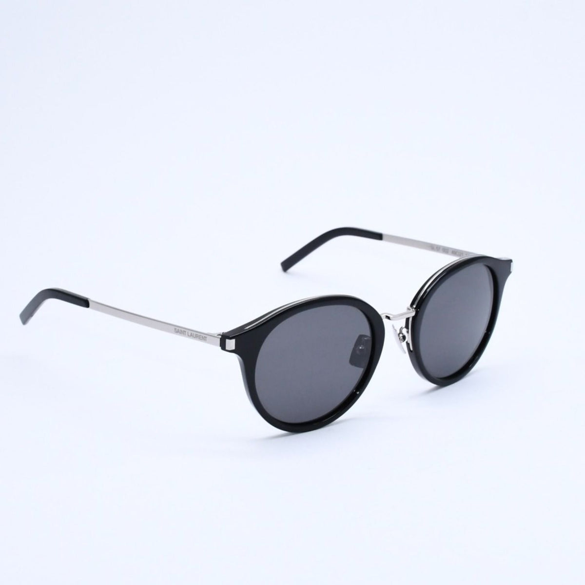 Saint Laurent Boston Shape Sunglasses SL 57 Black Eyewear Silver — view 4