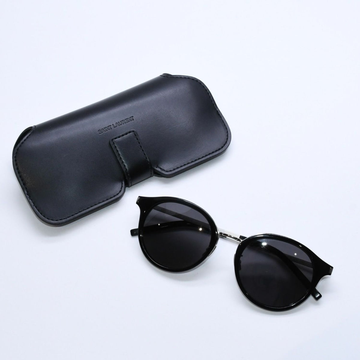 Saint Laurent Boston Shape Sunglasses SL 57 Black Eyewear Silver