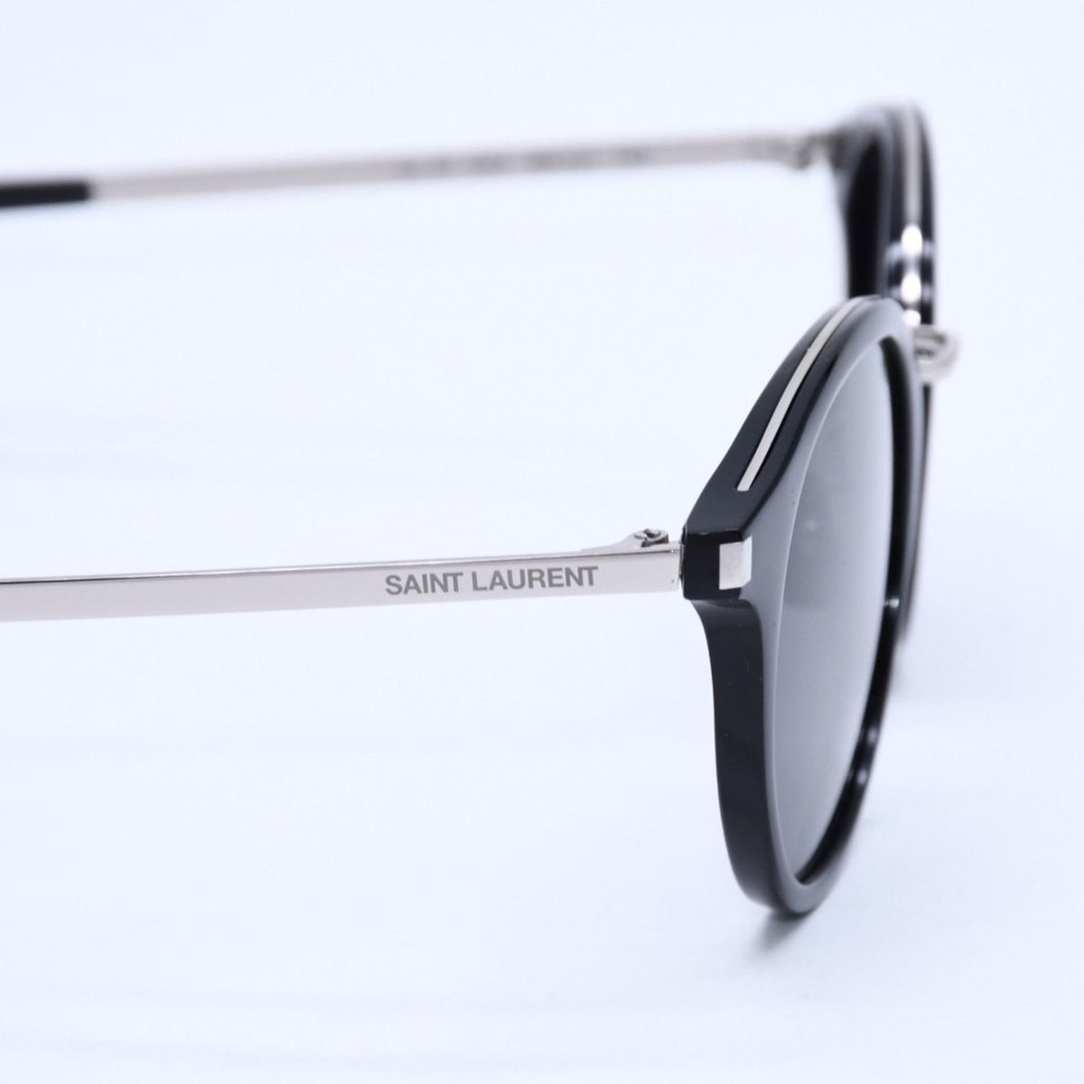 Saint Laurent Boston Shape Sunglasses SL 57 Black Eyewear Silver — view 8