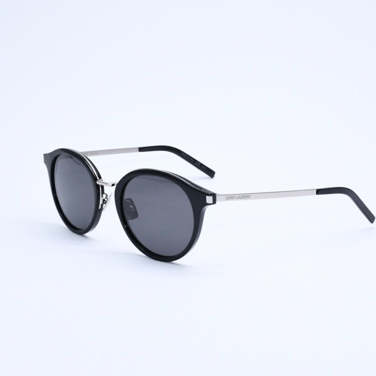 Saint Laurent Boston Shape Sunglasses SL 57 Black Eyewear Silver — view 3