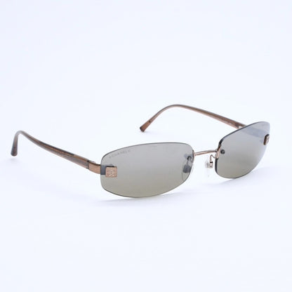 Chanel Rimless Sunglasses 18 Brown Acetate CC Logo Gold Eyewear — view 3