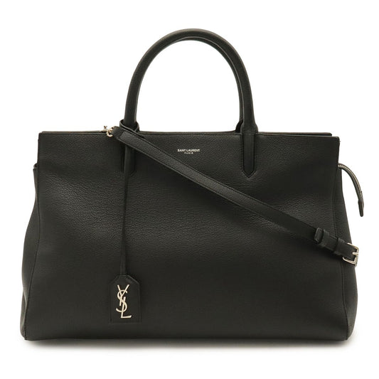 Saint Laurent Paris YSL Cabas Rive Gauche 2-Way Shoulder Bag Leather Black