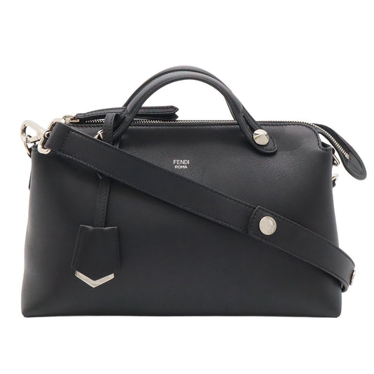 Fendi by the Way Medium 2-Way Shoulder Bag Leather Black Silver