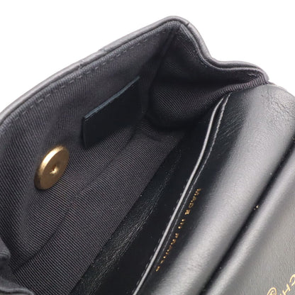 Chanel Quilted Chain Shoulder Bag Pouch Pochette Leather Black Gold — view 8
