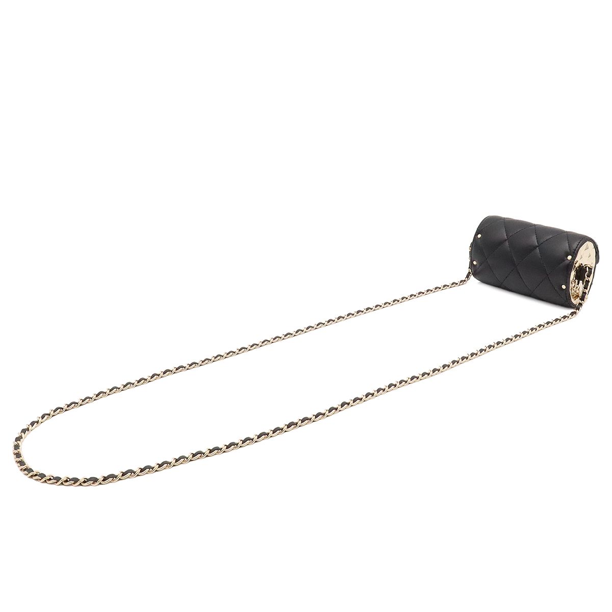 Chanel Quilted Chain Shoulder Bag Pouch Pochette Card Case Leather Black Gold — view 2