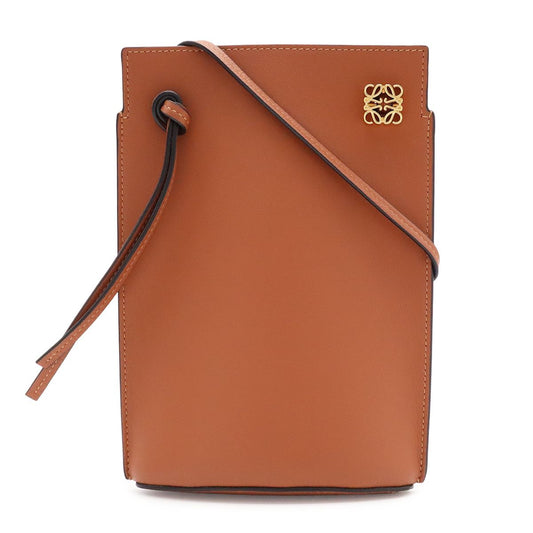 Loewe Anagram Dice Pocket Shoulder Bag Pouch Pochette Classic Calf Leather Tan