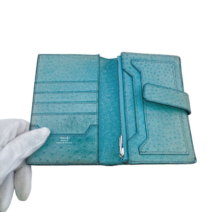 Hermes Jura Exotic Leather Bifold Wallet Compact Mini Green Viton — view 6