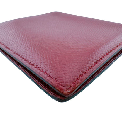 Hermes Compact Bifold Wallet Vintage Leather Red B Repair — view 4