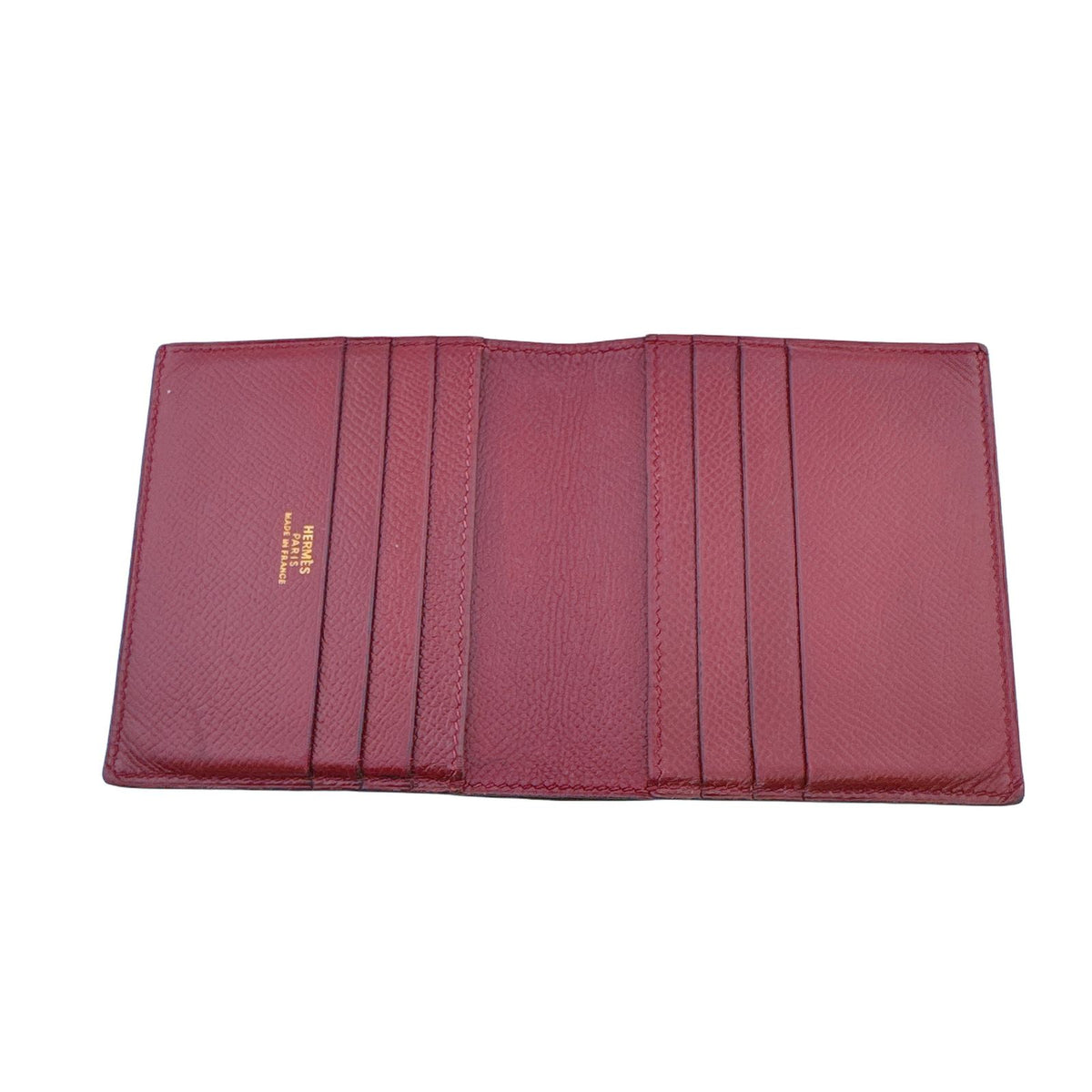 Hermes Compact Bifold Wallet Vintage Leather Red B Repair — view 6