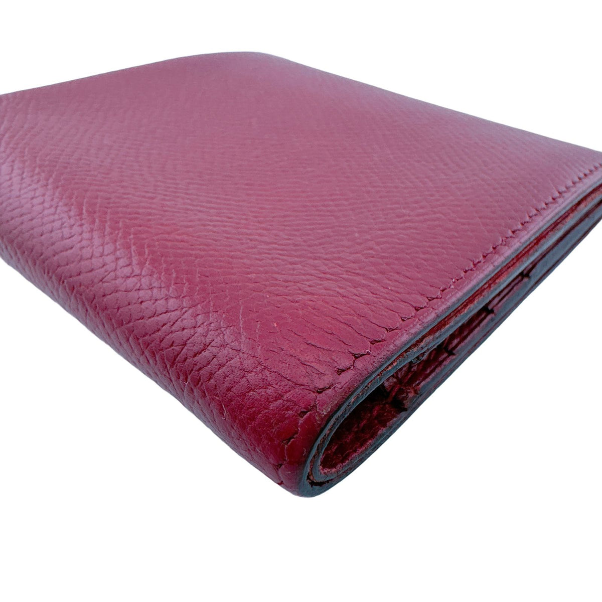 Hermes Compact Bifold Wallet Vintage Leather Red B Repair — view 2