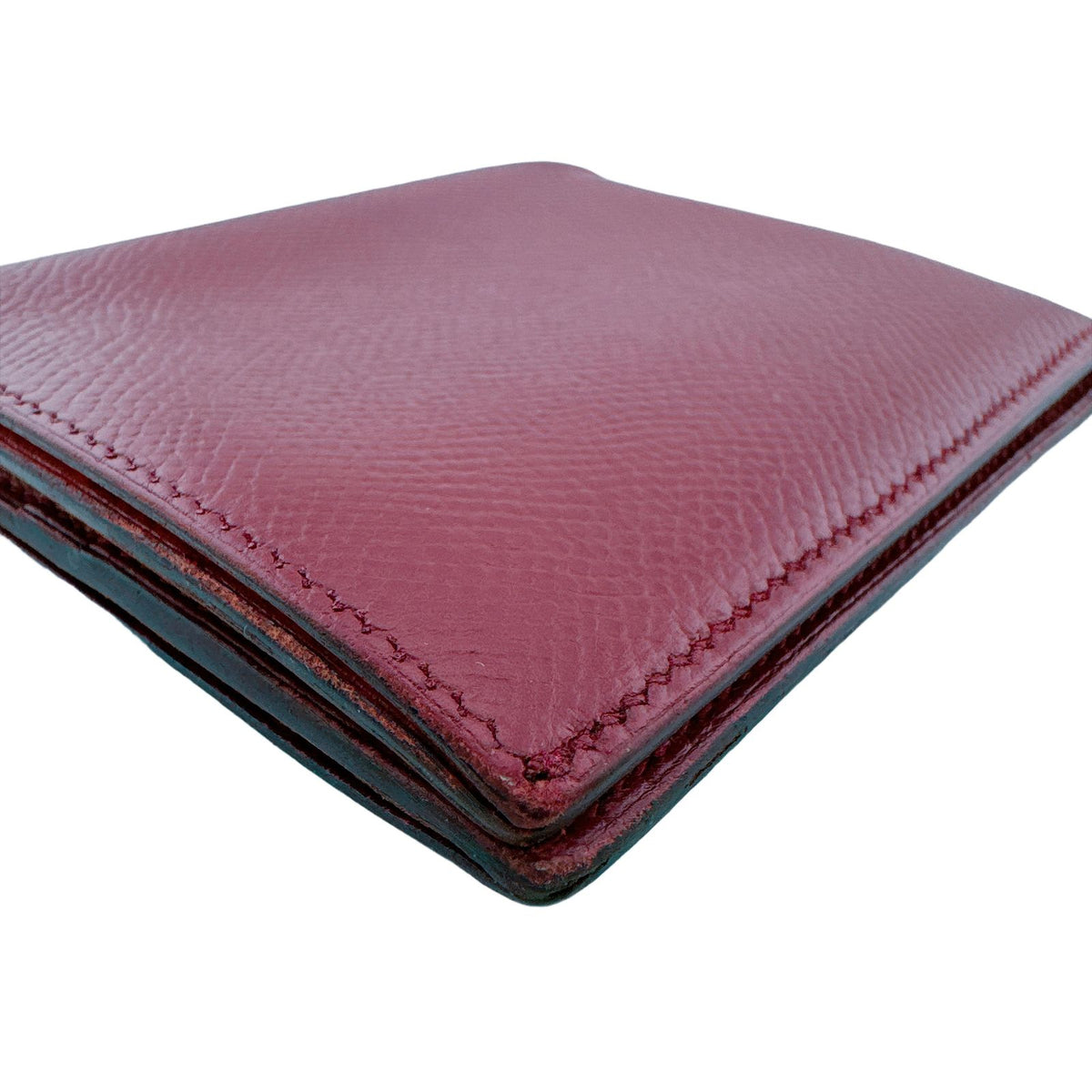 Hermes Compact Bifold Wallet Vintage Leather Red B Repair — view 5
