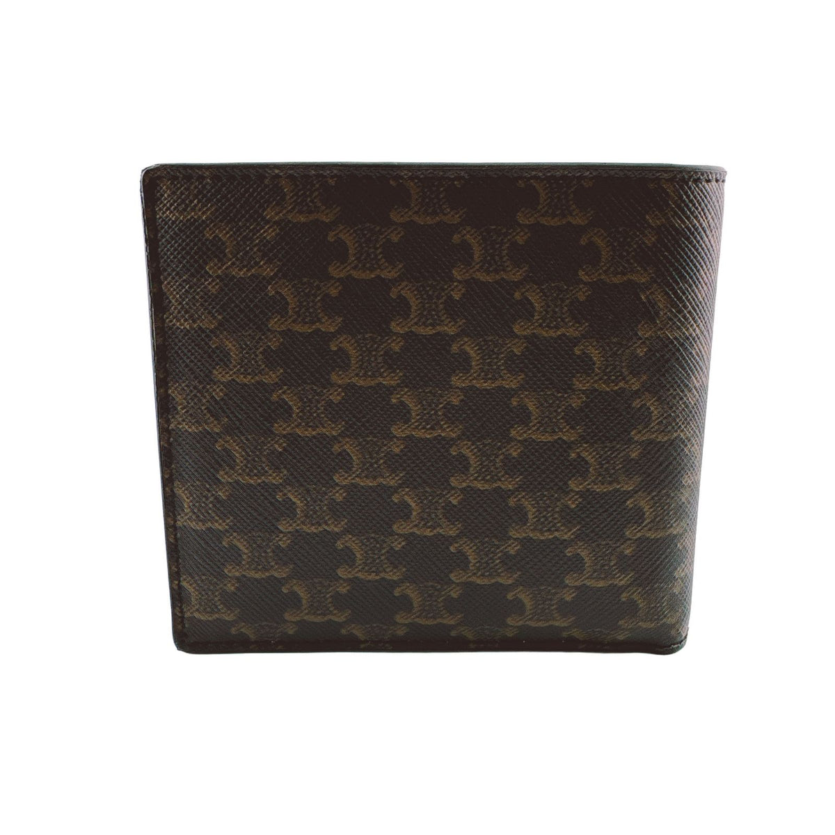 Celine Triomphe Compact Wallet Bifold Leather Brown Mini