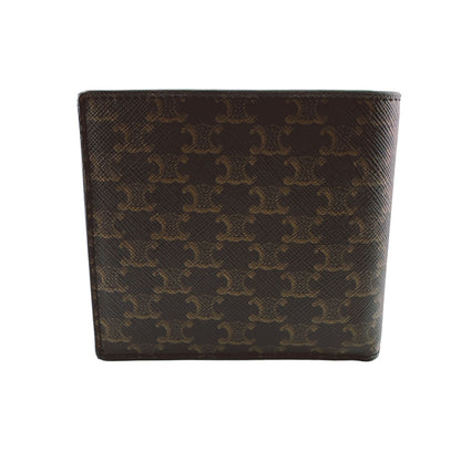 Celine Triomphe Compact Wallet Bifold Leather Brown Mini