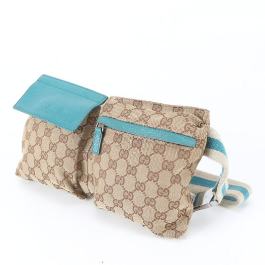 Gucci GG Canvas Leather 2-Way Belt Bag Waist Pouch