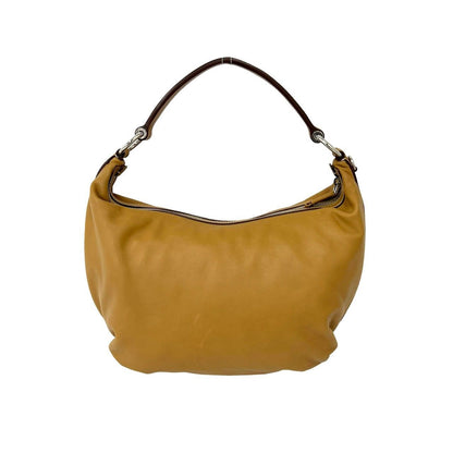 Prada Logo Stamp Leather Shoulder Bag Tote Beige — view 3