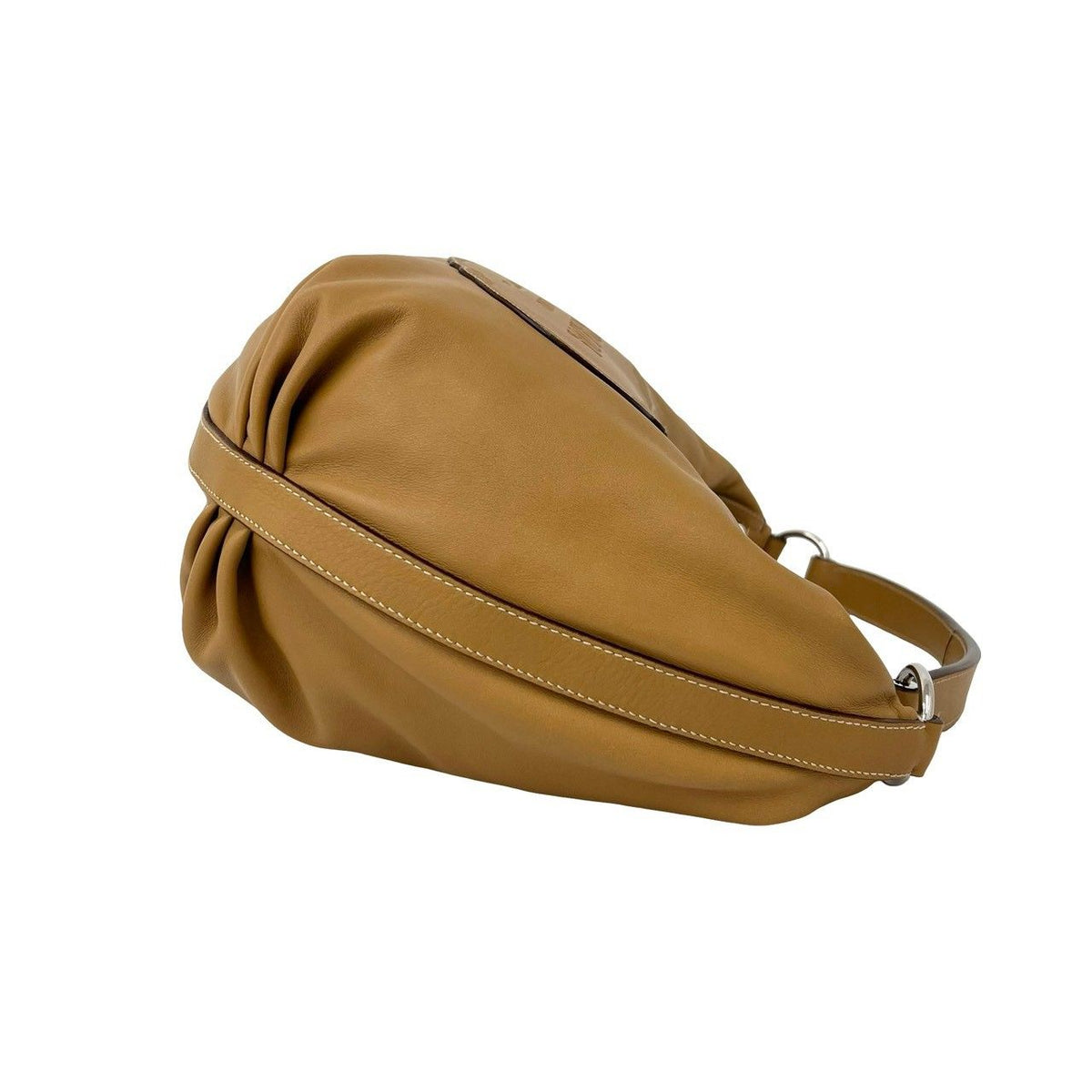 Prada Logo Stamp Leather Shoulder Bag Tote Beige — view 6