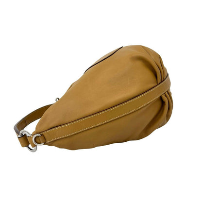 Prada Logo Stamp Leather Shoulder Bag Tote Beige — view 5