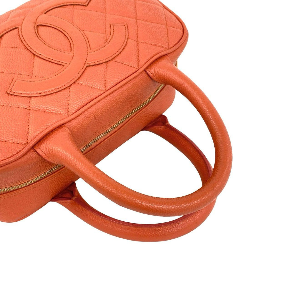 Chanel Quilted CC Logo Caviar Leather Mini Boston Bag Pink — view 4