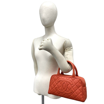 Chanel Quilted CC Logo Caviar Leather Mini Boston Bag Pink — view 2