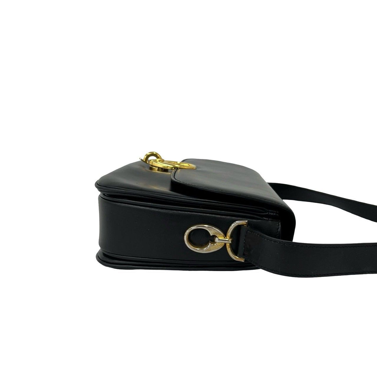 Celine Vintage Calf Leather Shoulder Bag Pochette Cross Black — view 6