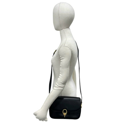 Celine Vintage Calf Leather Shoulder Bag Pochette Cross Black — view 2