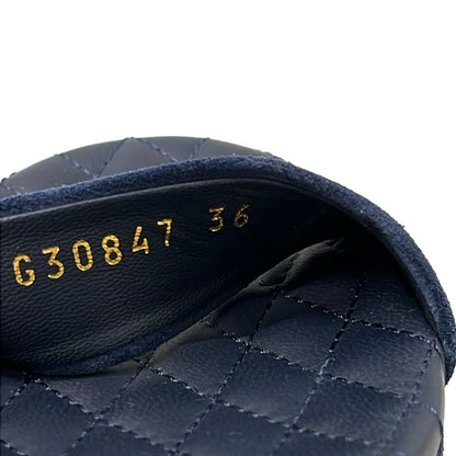 Chanel Sandals Navy Wedge Sole Gold CC Logo — view 6