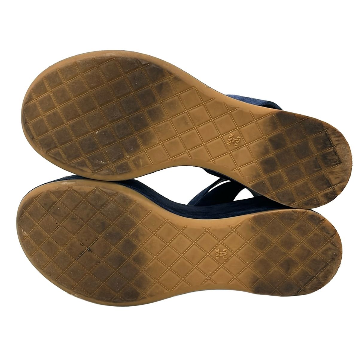 Chanel Sandals Navy Wedge Sole Gold CC Logo — view 4