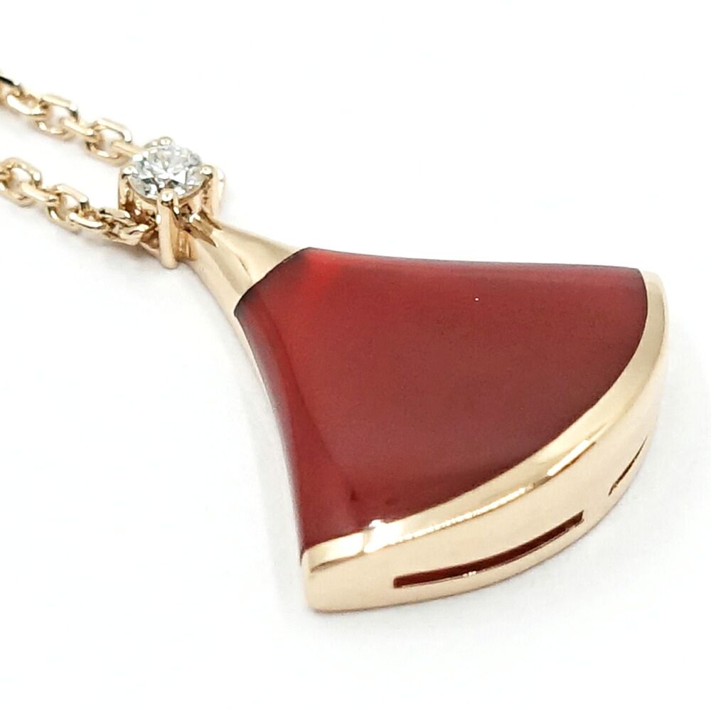 Bvlgari 18k Pink Gold Diva's Dream Carnelian Diamond Necklace 750 Divas — view 6