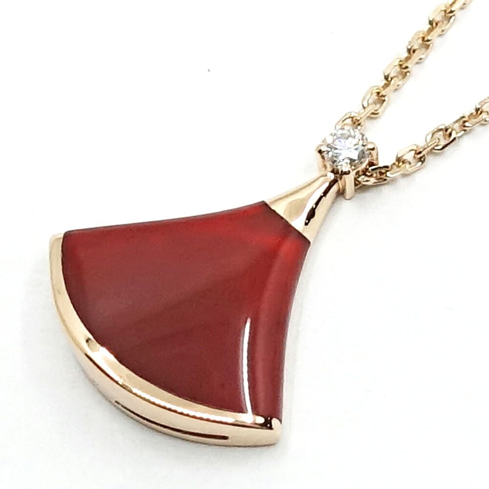 Bvlgari 18k Pink Gold Diva's Dream Carnelian Diamond Necklace 750 Divas — view 4