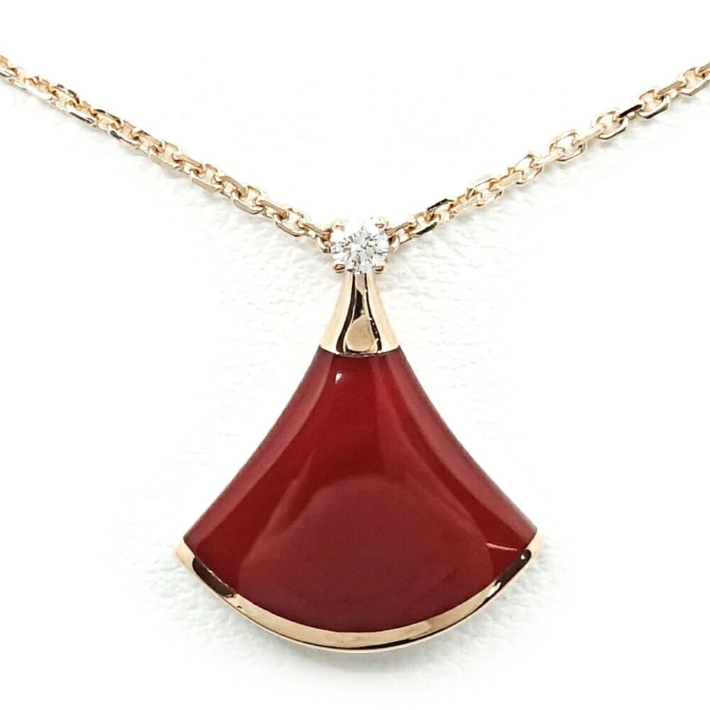 Bvlgari 18k Pink Gold Diva's Dream Carnelian Diamond Necklace 750 Divas