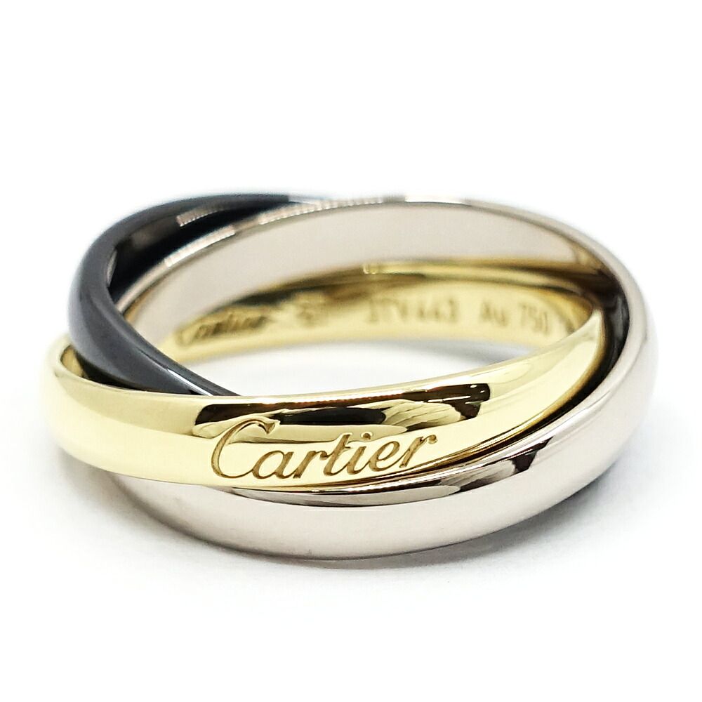 Cartier 18k Yellow Gold WG Trinity Ring Ceramic