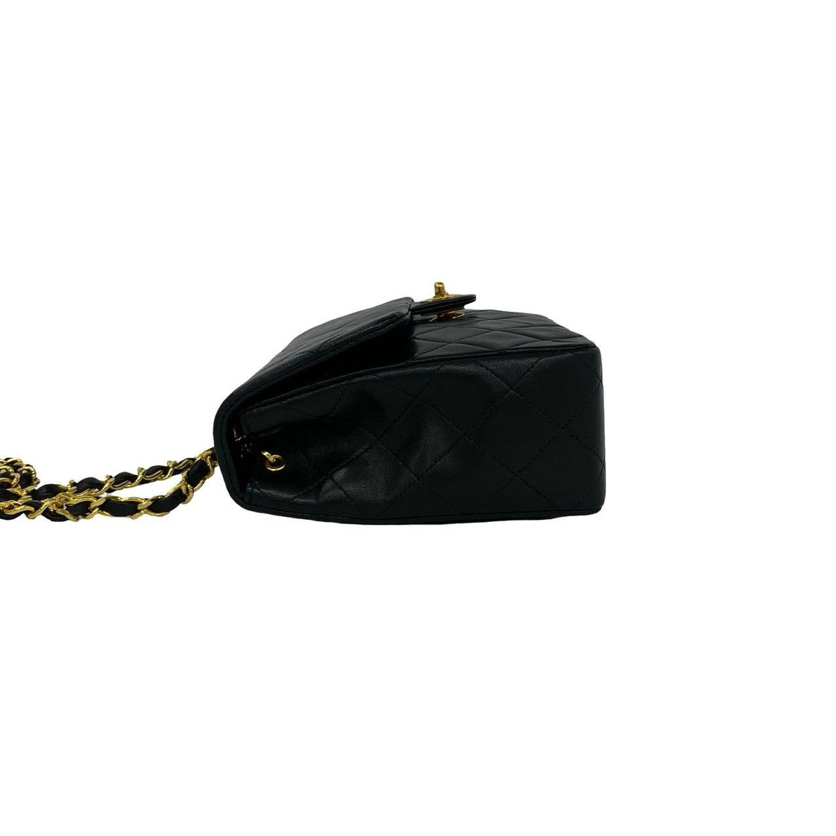 Chanel Quilted CC Logo Lambskin Shoulder Bag Black — view 5