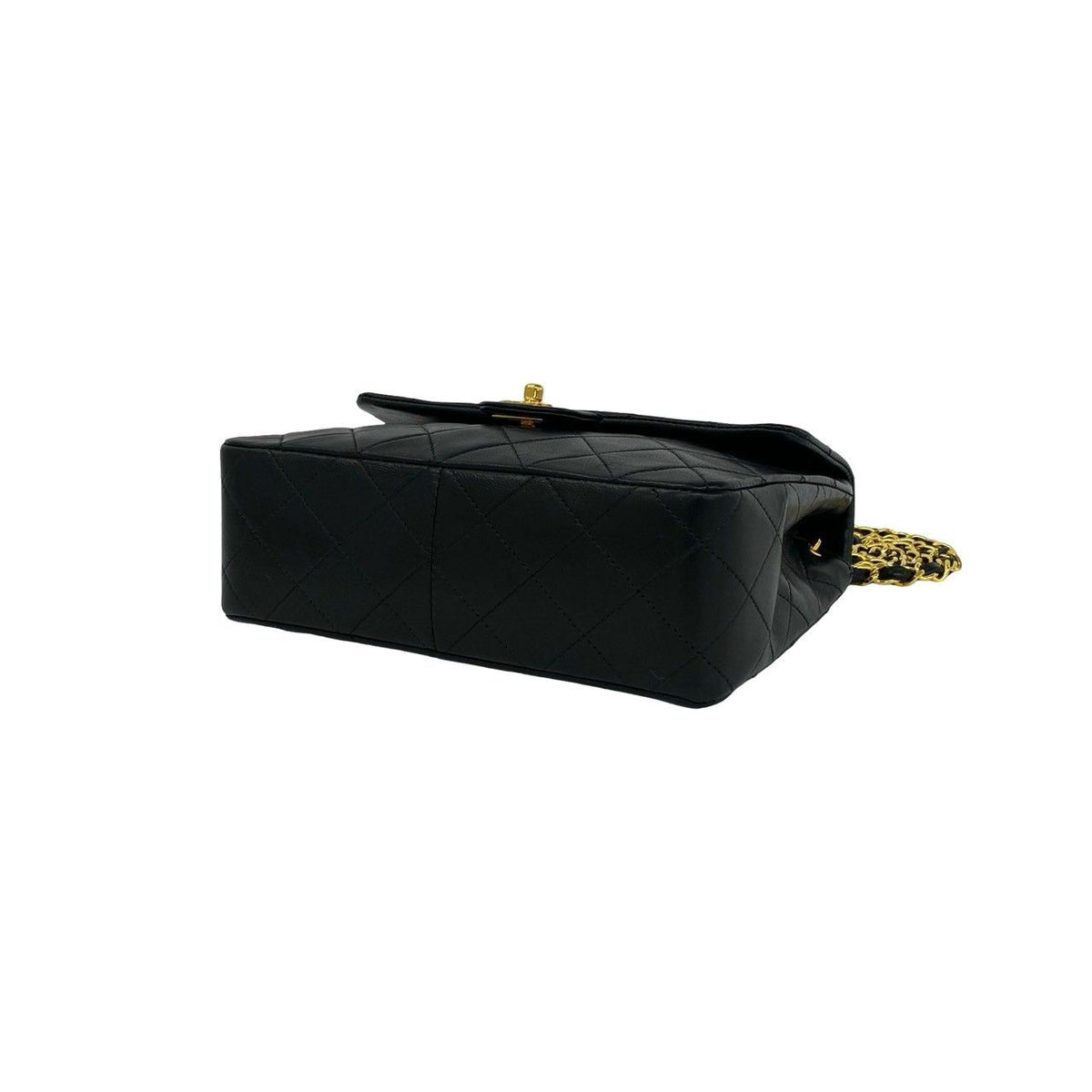 Chanel Quilted CC Logo Lambskin Shoulder Bag Black — view 8