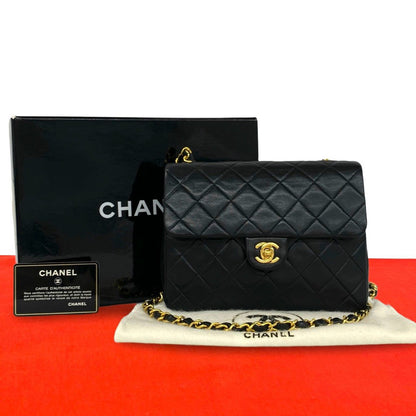 Chanel Quilted CC Logo Lambskin Shoulder Bag Black