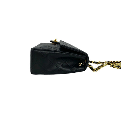 Chanel Quilted CC Logo Lambskin Shoulder Bag Black — view 6