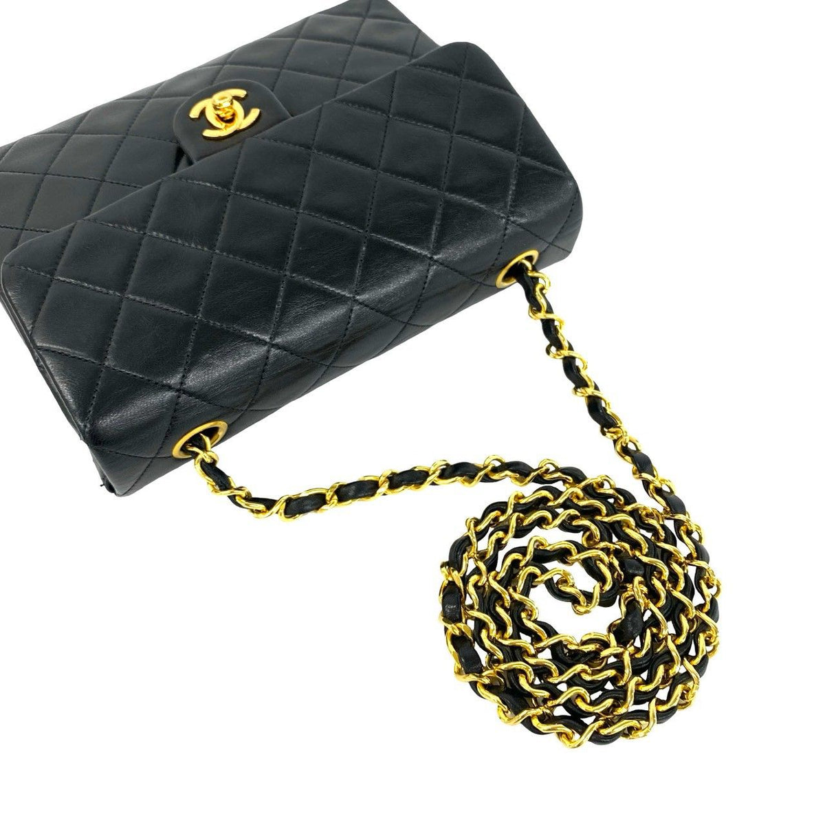 Chanel Quilted CC Logo Lambskin Shoulder Bag Black — view 4