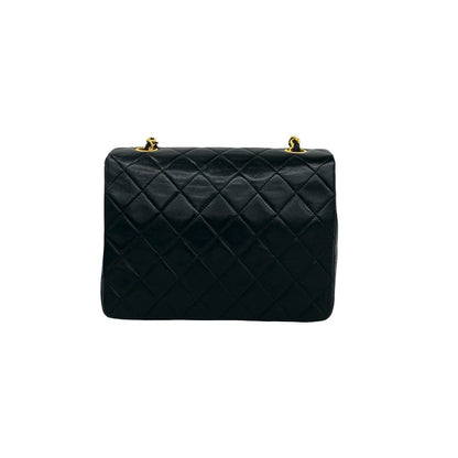 Chanel Quilted CC Logo Lambskin Shoulder Bag Black — view 3