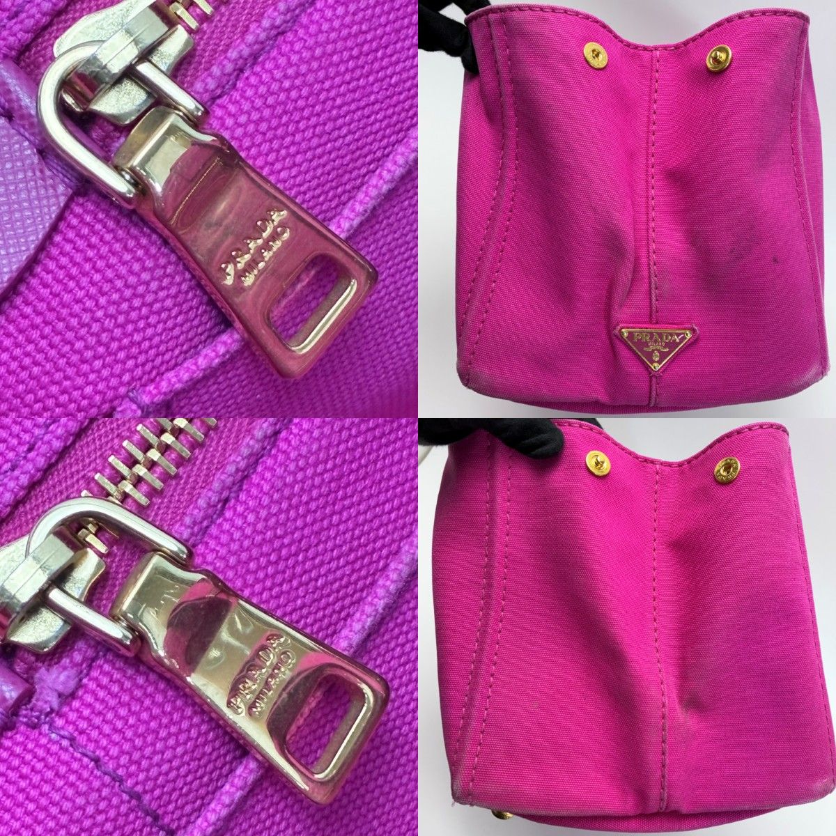 Prada Canapa Shocking Pink Shoulder Bag Tote Canvas — view 7