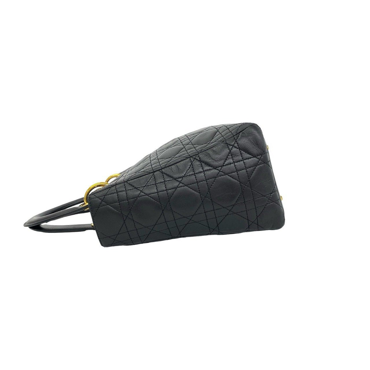 Dior Vintage Lady Lambskin 2-Way Shoulder Bag Black — view 5