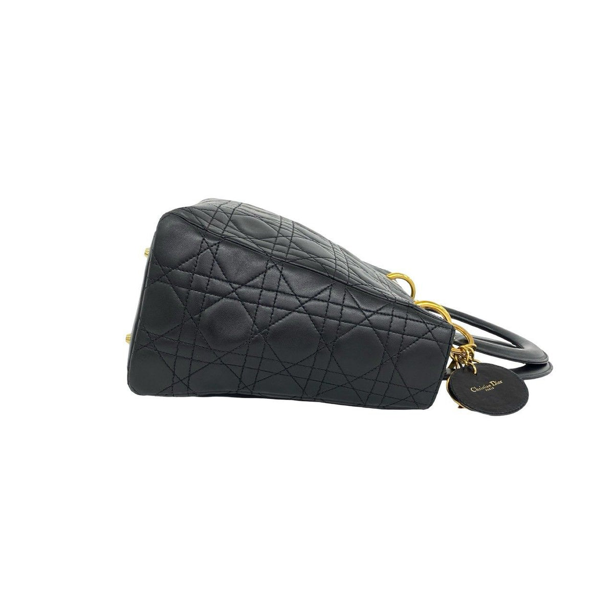 Dior Vintage Lady Lambskin 2-Way Shoulder Bag Black — view 6