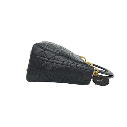 Dior Vintage Lady Lambskin 2-Way Shoulder Bag Black — view 6