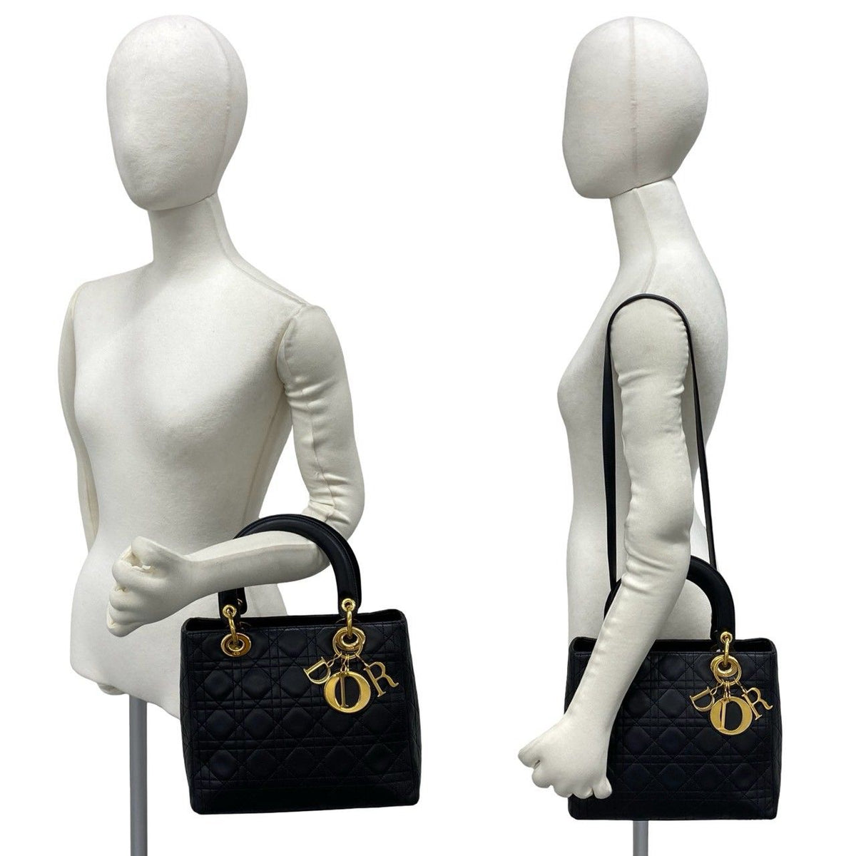 Dior Vintage Lady Lambskin 2-Way Shoulder Bag Black — view 2