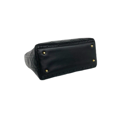 Dior Vintage Lady Lambskin 2-Way Shoulder Bag Black — view 7
