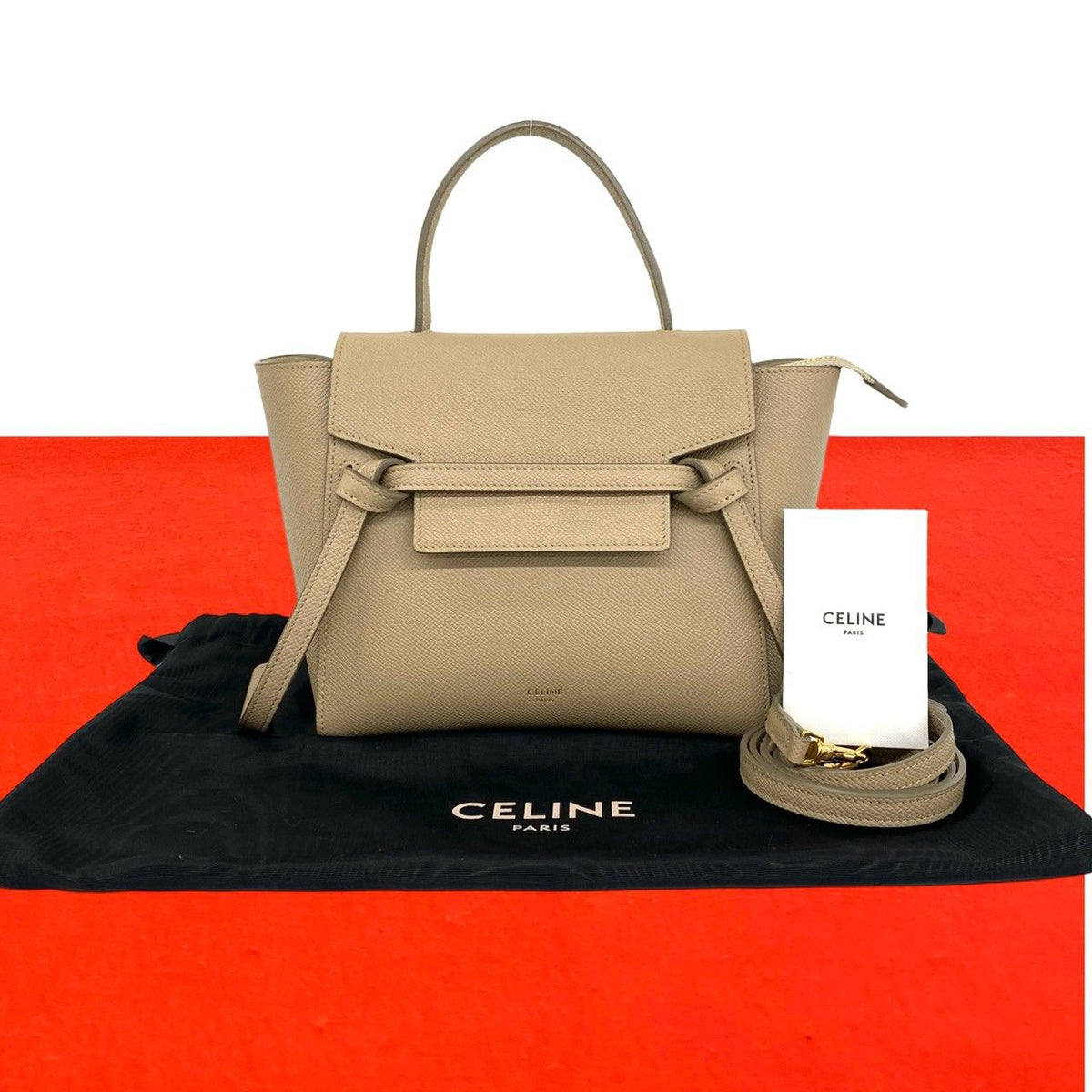 Celine Belt Bag Nano Leather 2-Way Mini Tote Beige