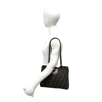 Fendi Zucca FF Pattern Canvas Leather Tote Shoulder Bag Brown — view 2